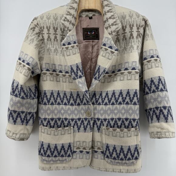 Vintage 90s Express French Country Southwestern Pattern Oversized Jacket Medium - Picture 1 of 15